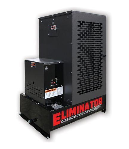 Black Eliminator 120 waste oil heater with side ventilation slats and control panel box