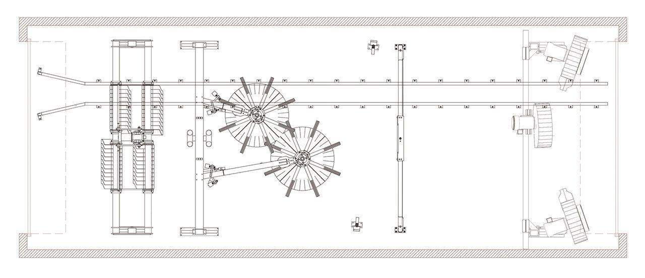 Insta-KLEEN drive-thru fleet car wash system floor plan rendering