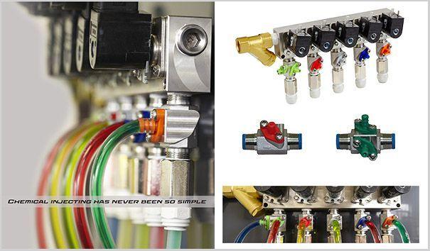 Hydro-Mix stainless dispensing manifold and injectors